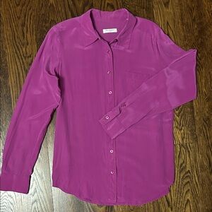 Equipment 100% Silk Magenta Button-Front Blouse – US 2